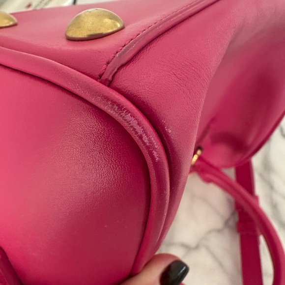 Authentic Yves Saint Laurent Pink Calfskin Leather Baby Duffle Crossbody